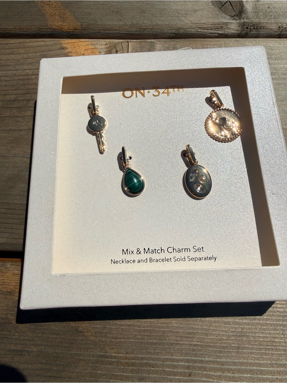 ON: 34th Gold Mix & Match Charm Set with Green Teardrop